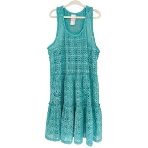 (NWOT) Cat & Jack Bathing Suit Cover Up Dress, Turquoise Lace | Girls L (10/12)